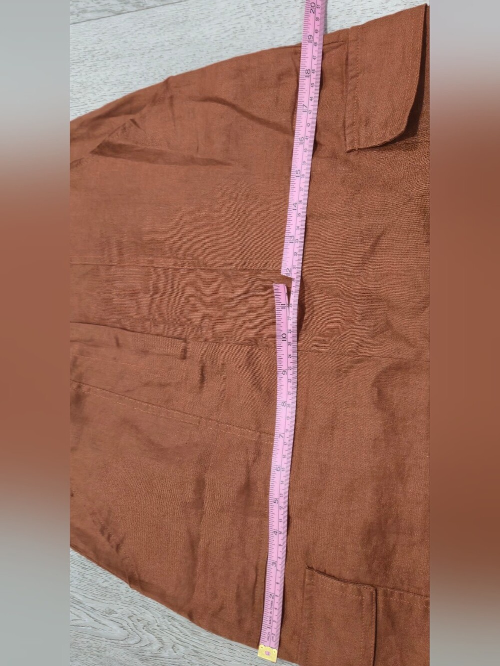 Magaschoni 100% Linen Cargo Midi Skirt Size 6 Rust Brown Utility Maxi Skirt - Picture 8 of 13